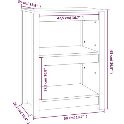 vidaXL Ormarić za knjige sivi 50 x 35 x 68 cm od masivne borovine