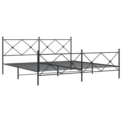 vidaXL Metalni okvir kreveta uzglavlje i podnožje crni 193x203 cm
