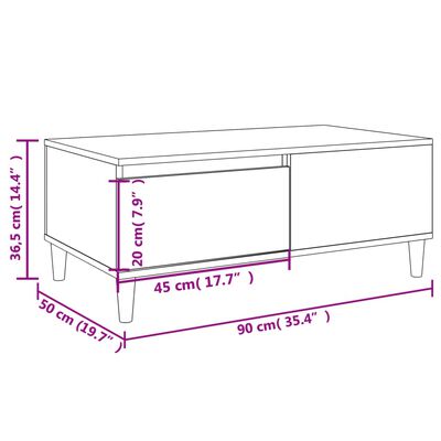 vidaXL Stolić za kavu sjajni bijeli 90x50x36,5 cm konstruirano drvo