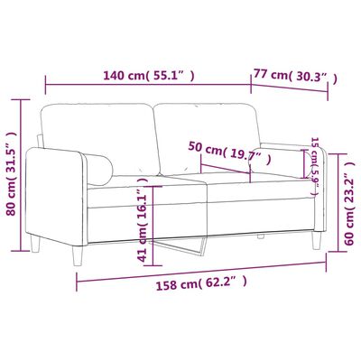 vidaXL Dvosjed s ukrasnim jastucima svjetlosivi 140 cm baršunasti