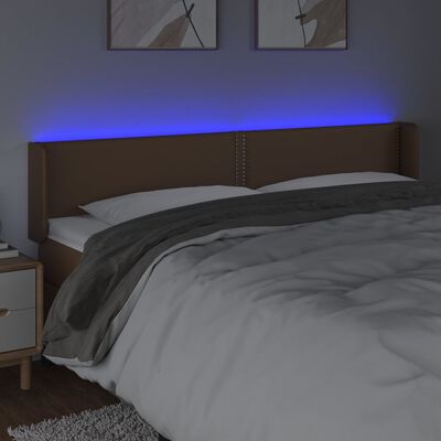 vidaXL LED uzglavlje smeđe 203x16x78/88 cm od umjetne kože