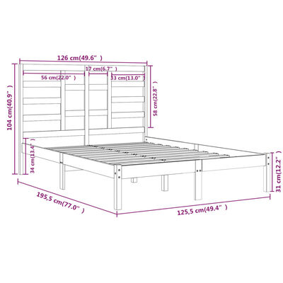 vidaXL Okvir za krevet masivno drvo bijeli 120x190 cm mali bračni