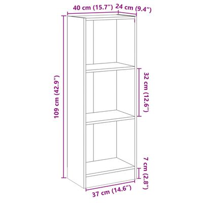 vidaXL Ormarić za knjige s 3 razine boja betona 40x24x109 cm drveni