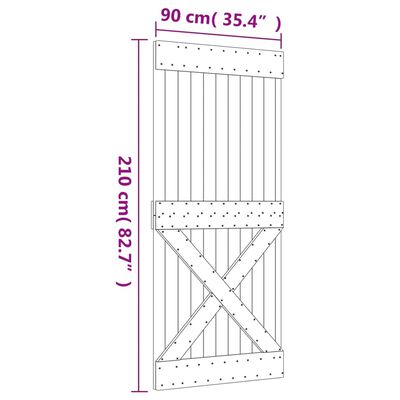 vidaXL Klizna vrata s priborom za montažu 90 x 210 cm masivna borovina