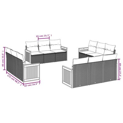 vidaXL 12-dijelni set vrtnih sofa od poliratana s jastucima crni