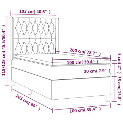 vidaXL Box spring krevet s madracem crni 100x200 cm baršunasti