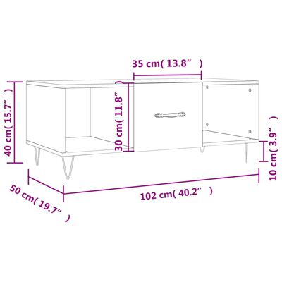 vidaXL Stolić za kavu boja hrasta 102 x 50 x 40 cm konstruirano drvo