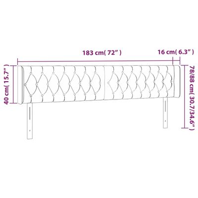 vidaXL LED uzglavlje tamnosmeđe 183x16x78/88 cm od tkanine