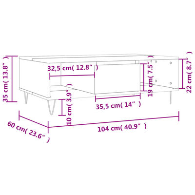 vidaXL Stolić za kavu sjajni bijeli 104 x 60 x 35 cm konstruirano drvo