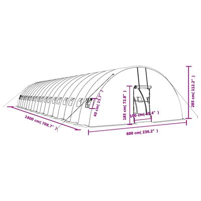 vidaXL Plastenik s čeličnim okvirom bijeli 108 m² 18 x 6 x 2,85 m