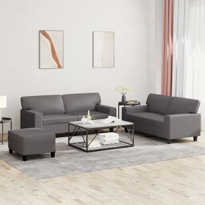 vidaXL 3-dijelni set sofa sivi od umjetne kože