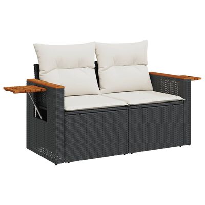 vidaXL 6-dijelni set vrtnih sofa s jastucima crni od poliratana