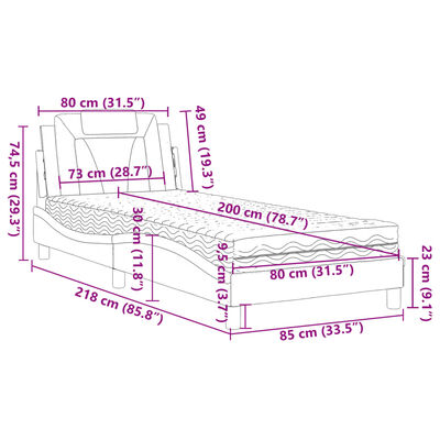 vidaXL Krevet s madracem bijeli 80 x 200 cm od umjetne kože