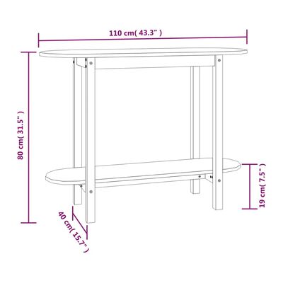 vidaXL Konzolni stol sivi 110 x 40 x 80 cm od masivne borovine