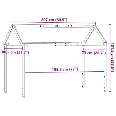 vidaXL Krov za dječji krevet voštano smeđi 207x80,5x151,5 cm borovina