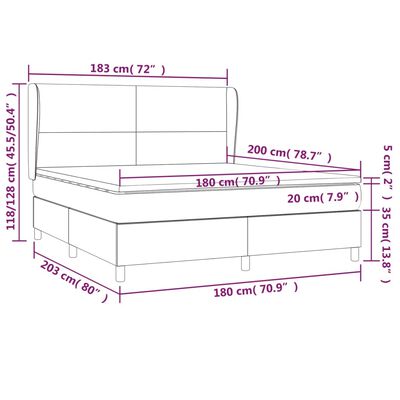 vidaXL Krevet s oprugama i madracem crni 180x200 cm baršunasti