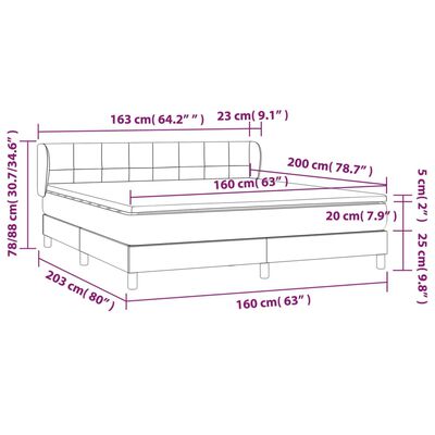 vidaXL Okvir kreveta s oprugama i madrac svjetlosivi 160x200cm tkanina