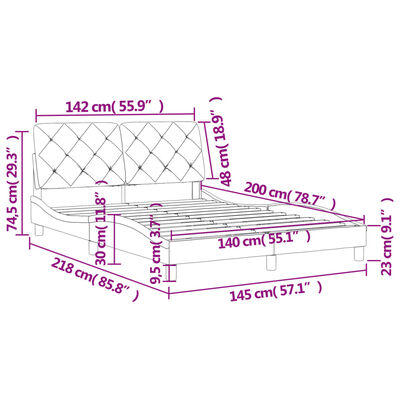 vidaXL Okvir za krevet s uzglavljem svjetlosivi 140x200 cm baršunasti