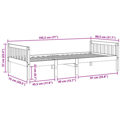 vidaXL Dječji krevet bez madraca bijeli 75 x 190 cm masivna borovina