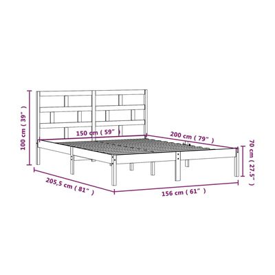 vidaXL Okvir za krevet od masivnog drva 150 x 200 cm 5FT veliki bračni