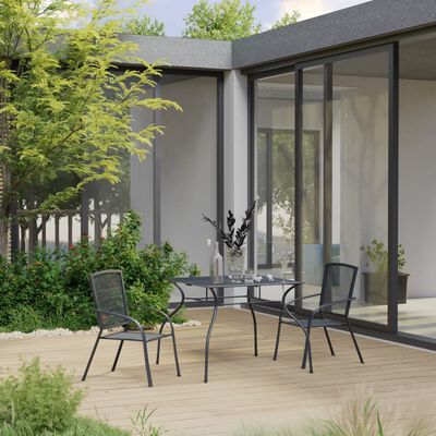 3074484 vidaXL 3 Piece Garden Dining Set Steel Anthracite (42722+42705)