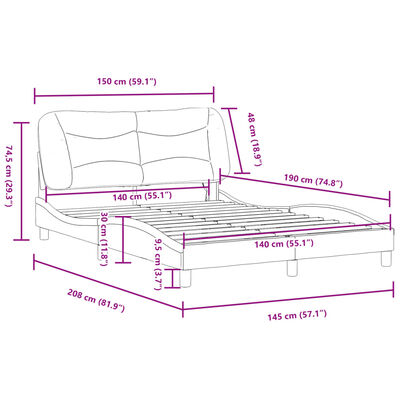 vidaXL Okvir kreveta s LED svjetlima bijeli 140x190 cm od umjetne kože