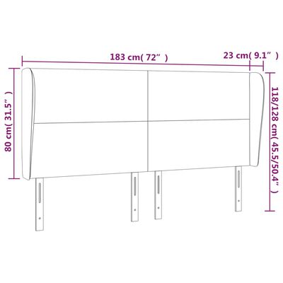 vidaXL Uzglavlje s ušima plavo 183x23x118/128 cm od tkanine