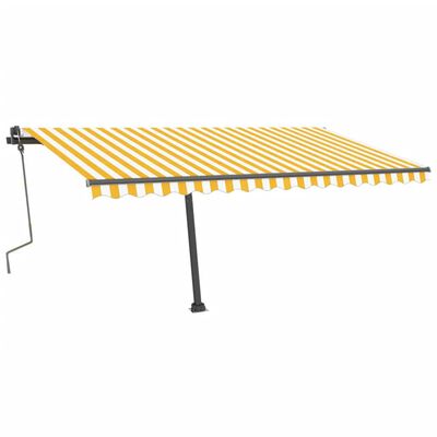 vidaXL Samostojeća tenda na ručno uvlačenje 400 x 300 cm žuto-bijela