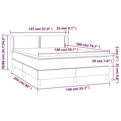 vidaXL Krevet s oprugama i madracem tamnosivi 140x200 cm baršunasti