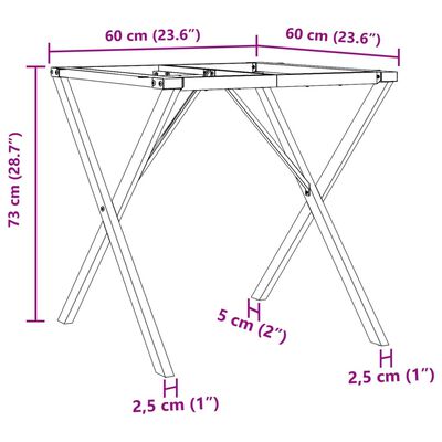 vidaXL Noge za blagovaonski stol X-oblika 60x60x73 cm lijevano željezo