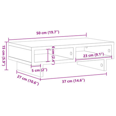 vidaXL Stalak za monitor boja drva 50x27x15 cm konstruirano drvo