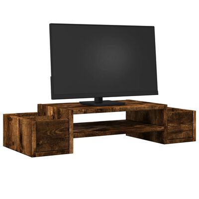 vidaXL Stalak za monitor s pohranom boja hrasta 70 x 27 x 15 cm drveni