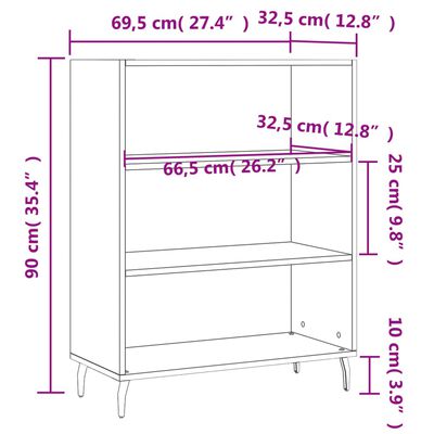 vidaXL Ormarić s policama bijeli 69,5 x 32,5 x 90 cm konstruirano drvo