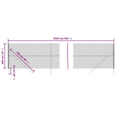 vidaXL Žičana ograda zelena 2 x 25 m