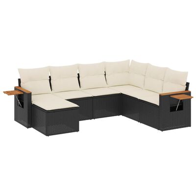 vidaXL 7-dijelni set vrtnih sofa od poliratana s jastucima crni