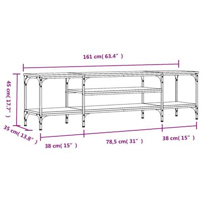 vidaXL TV ormarić boja smeđeg hrasta 161x35x45 cm od drva i željeza