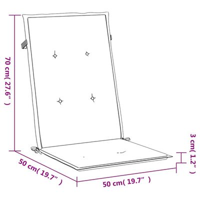 vidaXL Jastuci za vrtne stolice 2 kom plavi 120 x 50 x 3 cm od tkanine