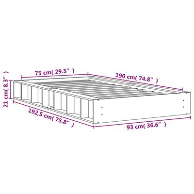 vidaXL Okvir kreveta bez madraca voštano smeđi 75 x 190 cm od borovine