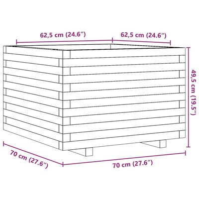 vidaXL Vrtna sadilica voštano smeđe boje 70x70x49,5 cm od borovine