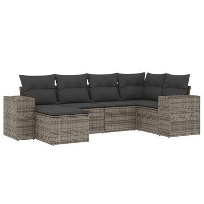 vidaXL 6-dijelni set vrtnih sofa od poliratana s jastucima sivi