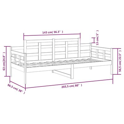 vidaXL Dnevni ležaj bijeli od masivne borovine 90 x 200 cm