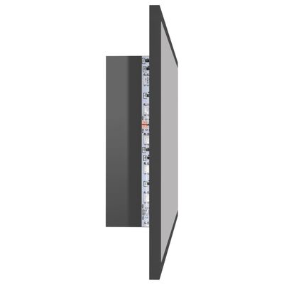 vidaXL LED kupaonsko ogledalo visoki sjaj sivo 80x8,5x37 cm akrilno