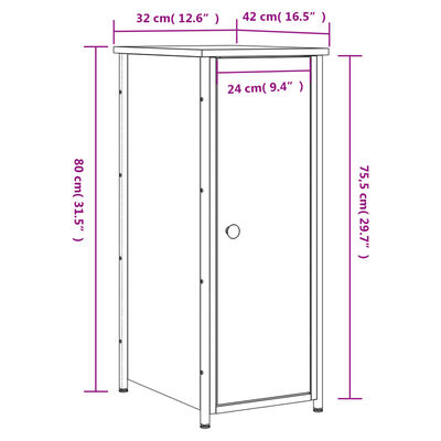 vidaXL Noćni ormarići 2 kom boja hrasta 32x42x80 cm konstruirano drvo