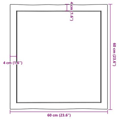 vidaXL Stolna ploča svjetlosmeđa 60x60x(2-4) cm obrađena hrastovina