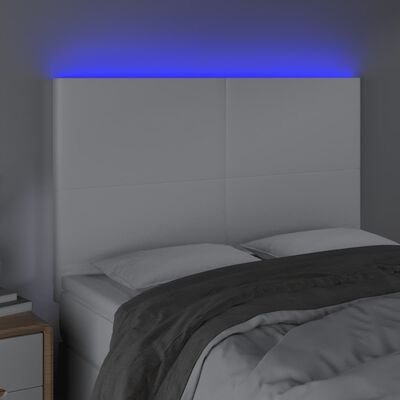 vidaXL LED uzglavlje bijelo 144x5x118/128 cm od umjetne kože