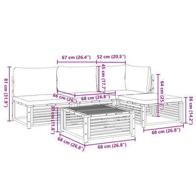 vidaXL 5-dijelna set vrtnih sofa od masivnog drva bagrema s jastucima