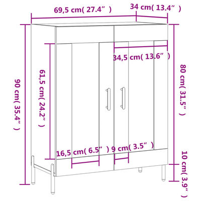 vidaXL Komoda boja smeđeg hrasta 69,5x34x90 cm od konstruiranog drva