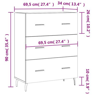 vidaXL Komoda crna 69,5 x 34 x 90 cm od konstruiranog drva