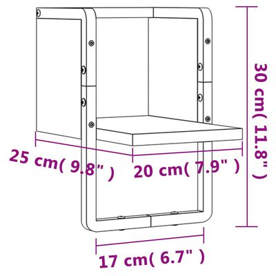 vidaXL Zidna polica s prečkom boja hrasta sonome 20 x 25 x 30 cm