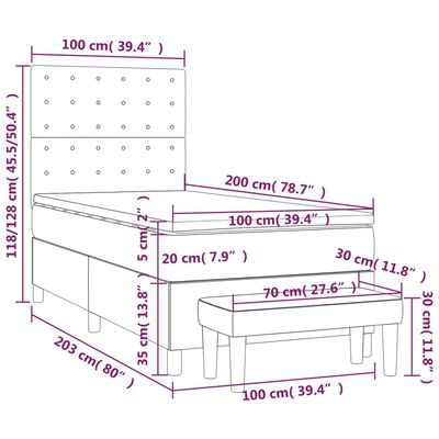 vidaXL Krevet s oprugama i madracem crni 100 x 200 cm od tkanine